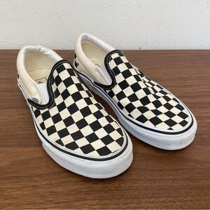Vans Classic Black & White Checkered Slip On Sneakers Unisex SZ  5.5M 7W